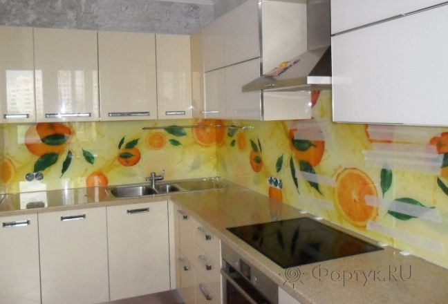 Скинали для кухни фото: сочные апельсины., заказ #SN-102, Желтая кухня.