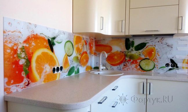 Фартук для кухни фото: сочные фрукты, заказ #РРУТ-82, Белая кухня.