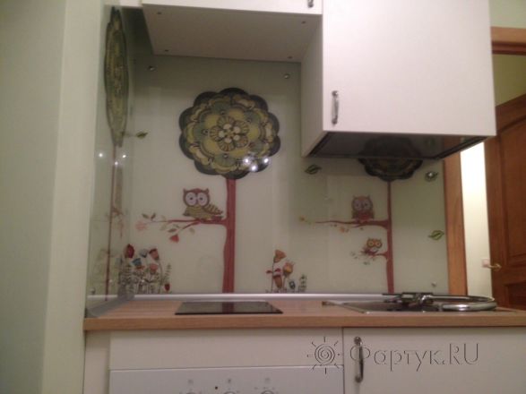 Фартук для кухни фото: совы, заказ #УТ-1484, Белая кухня.