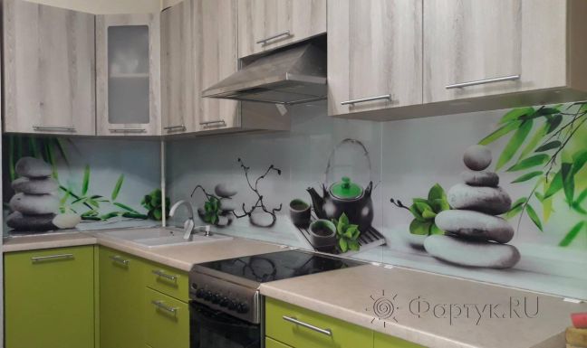 Скинали для кухни фото: спа-камни, чай, заказ #ИНУТ-2574, Зеленая кухня.