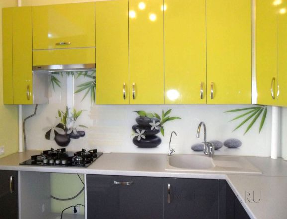 Скинали для кухни фото: спа камни и бамбук., заказ #S-1221, Желтая кухня.