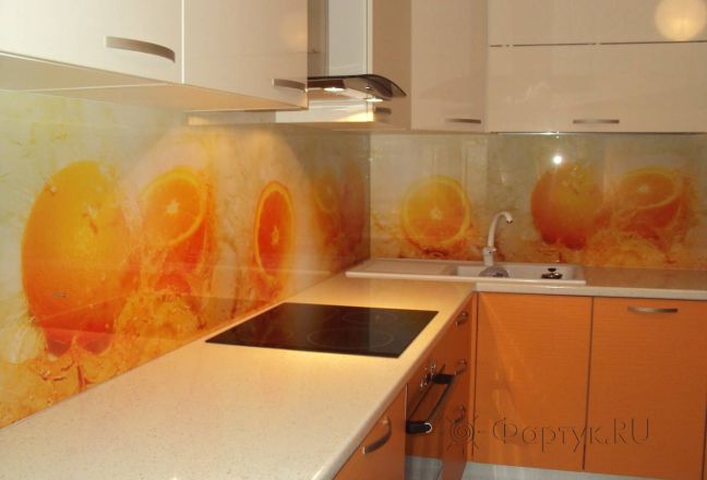 Фартук стекло фото: спелые апельсины., заказ #НК-723, Оранжевая кухня.