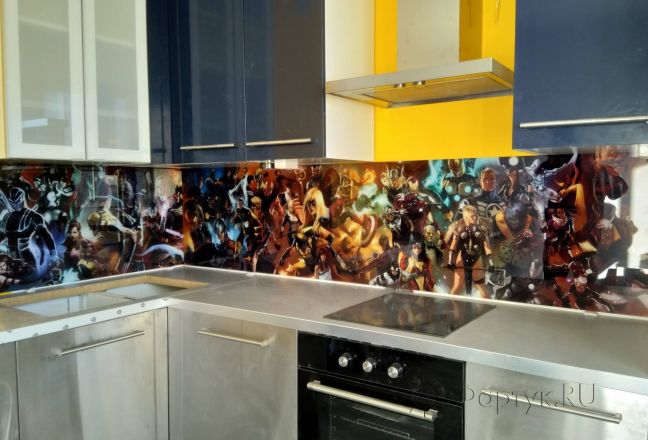 Стеновая панель фото: супергерои, заказ #ИНУТ-2445, Серая кухня. Изображение 210874