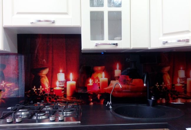 Фартук для кухни фото: свечи, заказ #ИНУТ-295, Белая кухня.