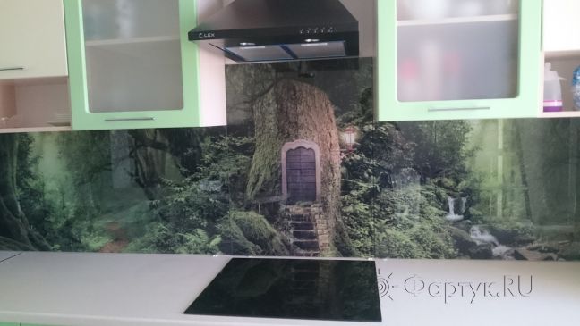 Скинали для кухни фото: тайное дерево, заказ #КРУТ-182, Зеленая кухня.