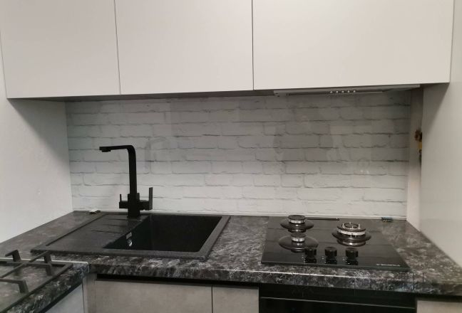 Стеновая панель фото: текстура кирпичной кладки, заказ #ИНУТ-13806, Серая кухня.