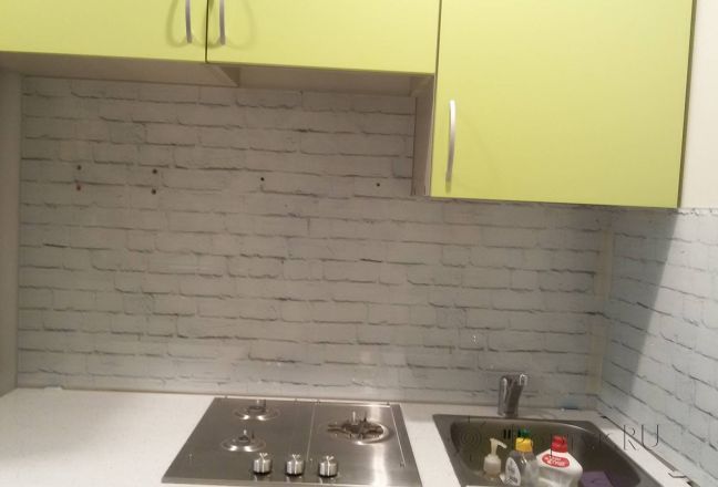 Скинали для кухни фото: текстура кирпичной стены, заказ #ГМУТ-552, Зеленая кухня. Изображение 187002