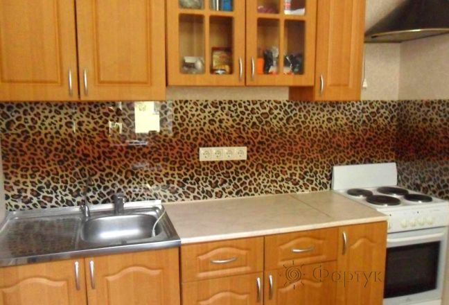 Фартук с фотопечатью фото: текстура леопарда, заказ #S-726, Коричневая кухня. Изображение 112496