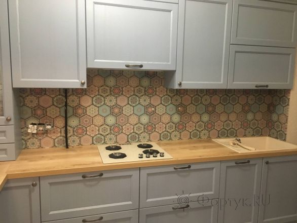 Стеновая панель фото: текстура плитки, заказ #КРУТ-2416, Серая кухня.