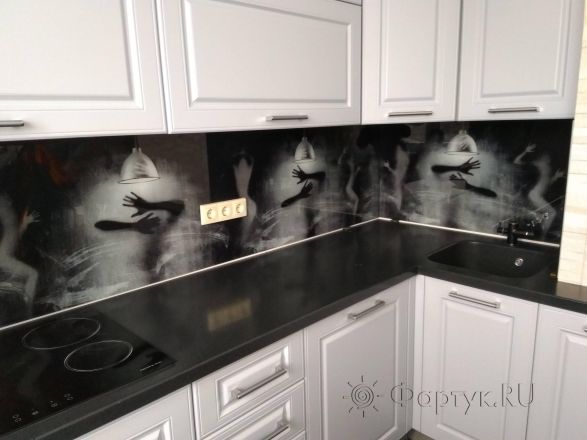 Фартук для кухни фото: тени , заказ #ИНУТ-5362, Белая кухня.