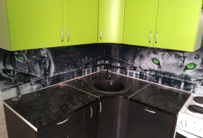 Скинали для кухни фото: тигр, заказ #ИНУТ-167, Зеленая кухня.