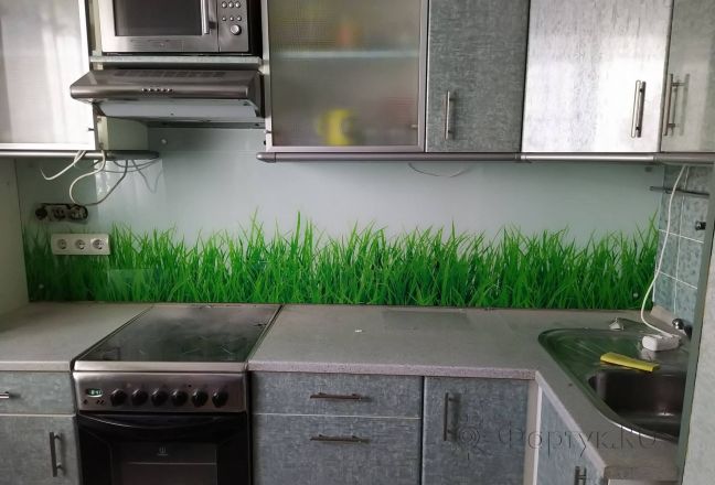 Стеновая панель фото: трава, заказ #ИНУТ-6673, Серая кухня. Изображение 111432