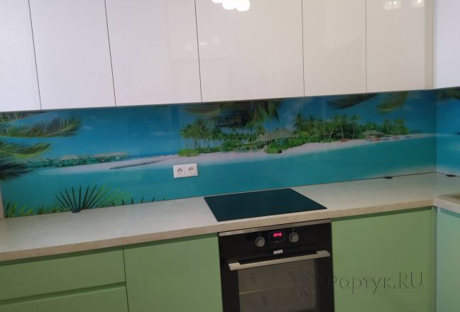 Скинали для кухни фото: тропический мальдивский остров, заказ #ИНУТ-11282, Зеленая кухня. Изображение 335156
