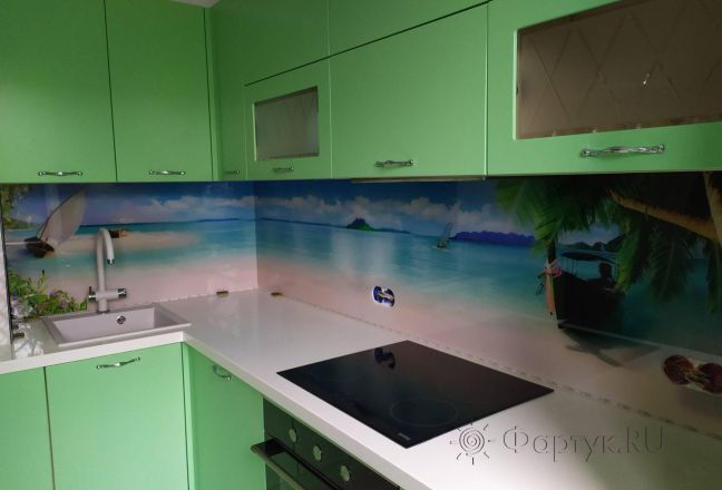 Скинали для кухни фото: тропический остров, заказ #ИНУТ-4016, Зеленая кухня. Изображение 111428
