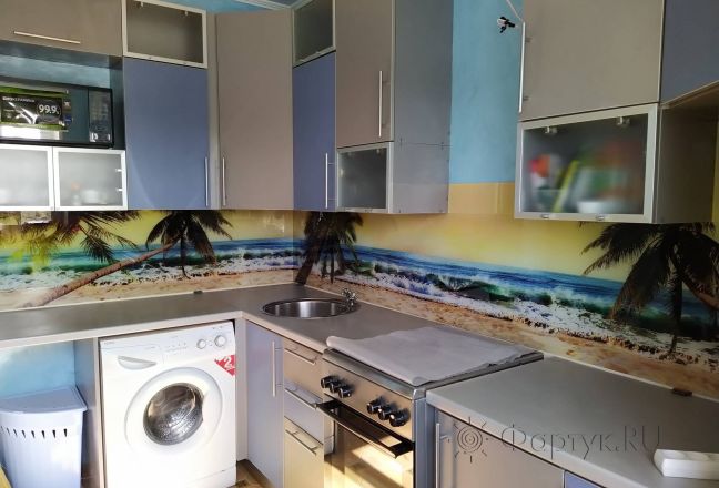 Стеновая панель фото: тропический остров, заказ #ИНУТ-5698, Серая кухня. Изображение 204782