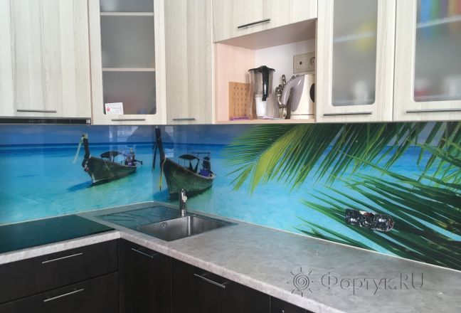 Скинали фото: тропическое море, заказ #КРУТ-584, Черная кухня. Изображение 82970