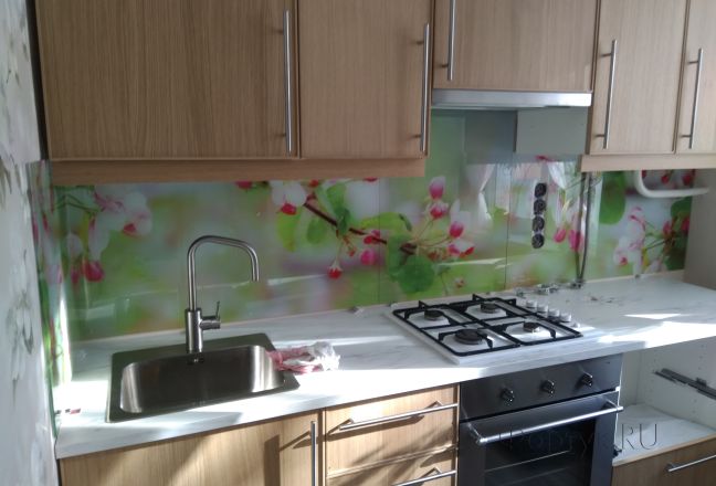 Фартук с фотопечатью фото: цветение вишни, заказ #ИНУТ-1009, Коричневая кухня. Изображение 205236