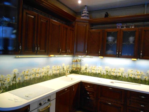 Фартук с фотопечатью фото: цветочная поляна., заказ #SK-1223, Коричневая кухня.
