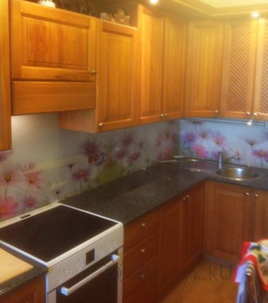 Фартук с фотопечатью фото: цветочная тематика , заказ #S-5, Коричневая кухня.