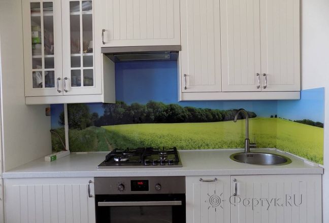 Фартук для кухни фото: цветочное поле, заказ #УТ-336, Белая кухня. Изображение 111490