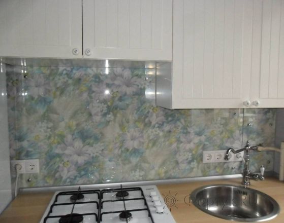 Фартук для кухни фото: цветочный фон., заказ #S-1127, Белая кухня.