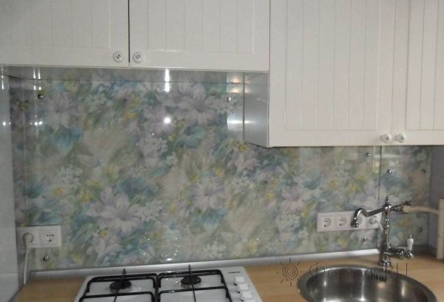 Фартук для кухни фото: цветочный фон., заказ #S-1127, Белая кухня. Изображение 61395