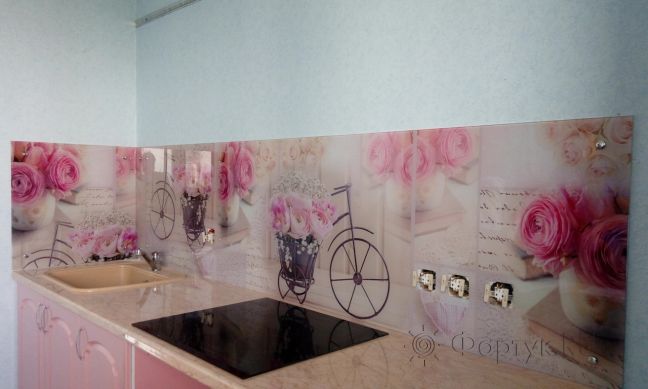 Фартук фото: цветочный коллаж, заказ #УТ-961, Фиолетовая кухня.