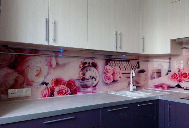 Фартук фото: цветочный коллаж, заказ #ГМУТ-086, Фиолетовая кухня. Изображение 111830