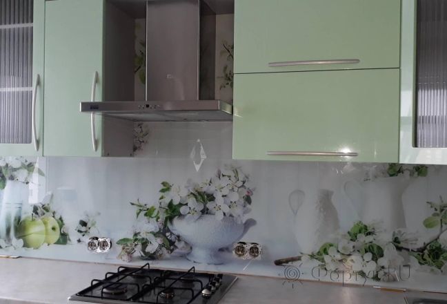 Скинали для кухни фото: цветочный коллаж, заказ #ИНУТ-2832, Зеленая кухня. Изображение 204774