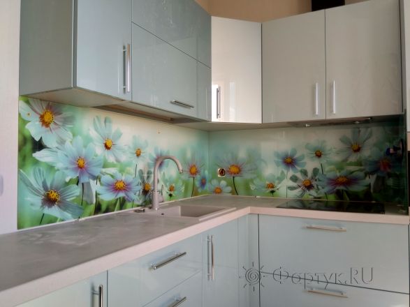 Стеновая панель фото: цветочный луг, заказ #ИНУТ-1463, Серая кухня.