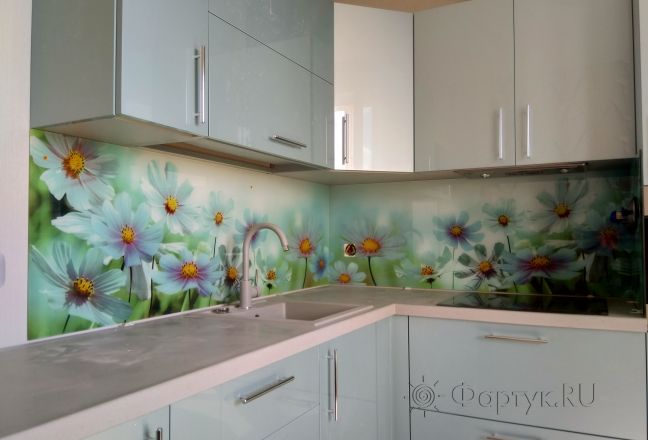 Стеновая панель фото: цветочный луг, заказ #ИНУТ-1463, Серая кухня. Изображение 112908
