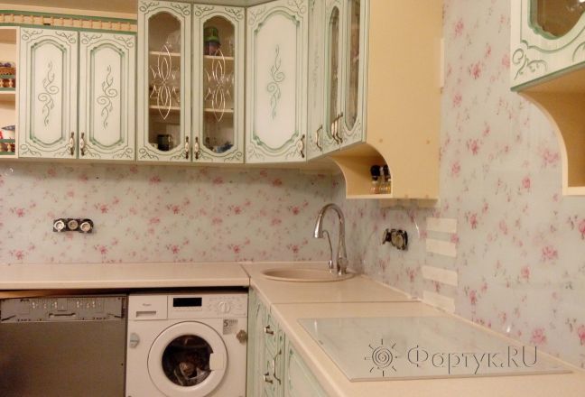 Скинали для кухни фото: цветочный узор, заказ #ИНУТ-173, Желтая кухня.