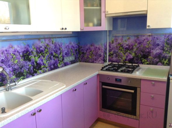 Фартук фото: цветущая сирень, заказ #УТ-1231, Фиолетовая кухня.