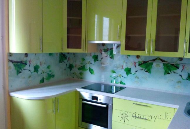 Скинали для кухни фото: цветущая яблоня , заказ #S-627, Зеленая кухня. Изображение 112692