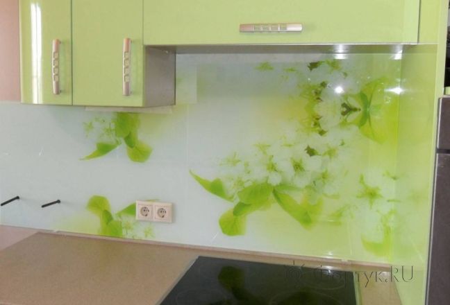 Скинали для кухни фото: цветущее дерево., заказ #S-1034, Зеленая кухня. Изображение 112694