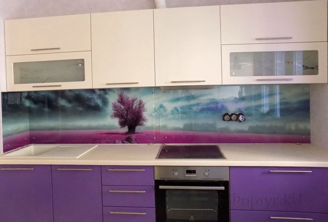 Фартук фото: цветущее дерево, заказ #УТ-575, Фиолетовая кухня. Изображение 82372