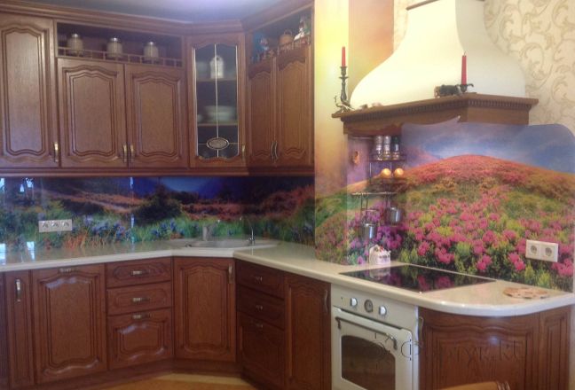 Фартук с фотопечатью фото: цветущие холмы., заказ #S-37, Коричневая кухня. Изображение 111512