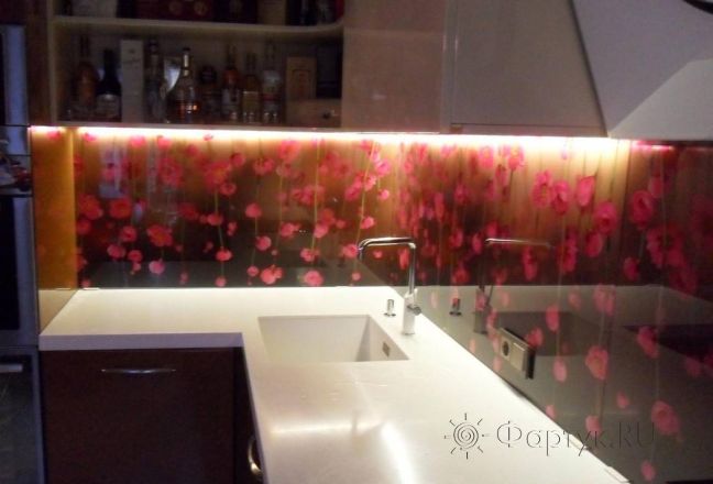 Фартук фото: цветущие лианы., заказ #S-681, Фиолетовая кухня. Изображение 111932