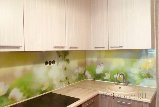 Фартук с фотопечатью фото: цветущие ветки, заказ #КРУТ-1717, Коричневая кухня. Изображение 249078