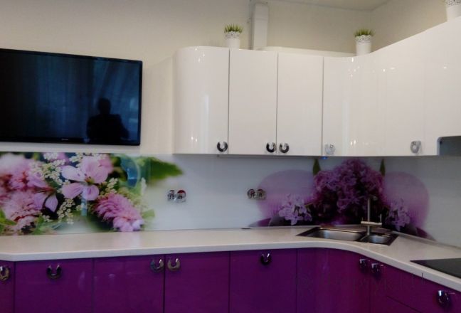 Фартук фото: цветы, заказ #ГМУТ-396, Фиолетовая кухня. Изображение 124024
