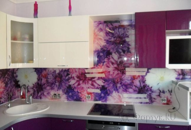 Фартук фото: цветы в фиолетово-лиловых оттенках., заказ #SN-51, Фиолетовая кухня. Изображение 111844