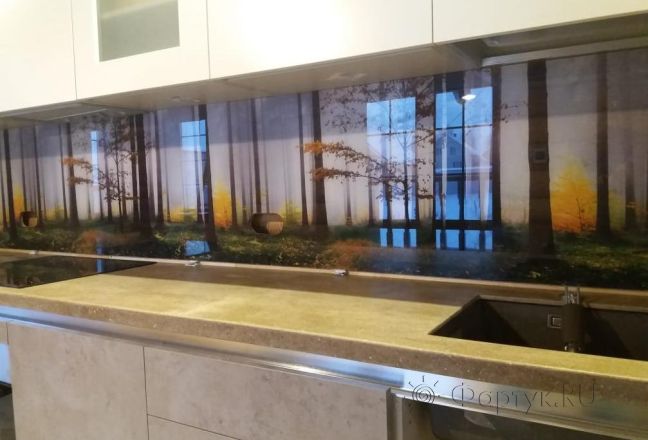 Стеновая панель фото: туманный лес, заказ #ИНУТ-2580, Серая кухня. Изображение 82054
