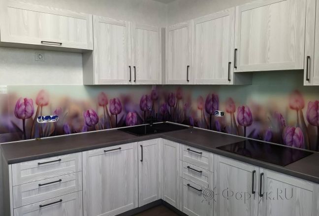 Стеновая панель фото: тюльпаны, заказ #ИНУТ-5860, Серая кухня. Изображение 198290
