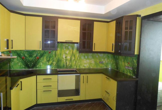 Скинали для кухни фото: утренняя роса., заказ #S-507, Желтая кухня. Изображение 111438