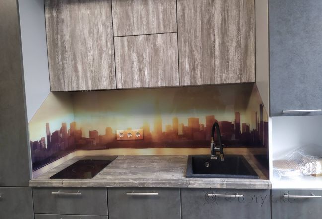 Стеновая панель фото: утро в чикаго, заказ #ИНУТ-11475, Серая кухня. Изображение 80254