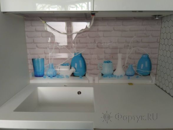 Стеклянная фото панель: вазы, заказ #ИНУТ-3397, Синяя кухня.