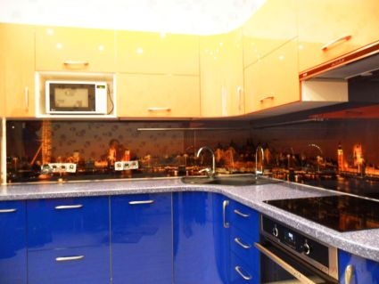 Скинали для кухни фото: вечерний лондон., заказ #УТ-138, Желтая кухня.
