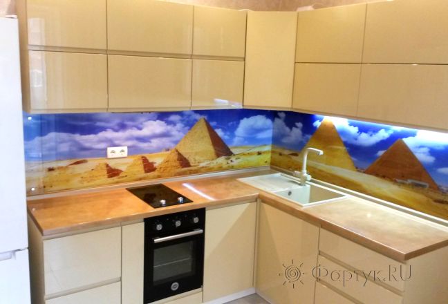 Скинали для кухни фото: великая пирамида, египет, заказ #ГМУТ-98, Желтая кухня.