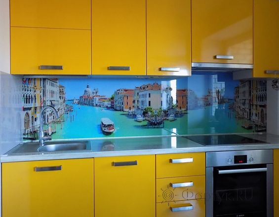 Скинали для кухни фото: венеция, заказ #УТ-439, Желтая кухня.