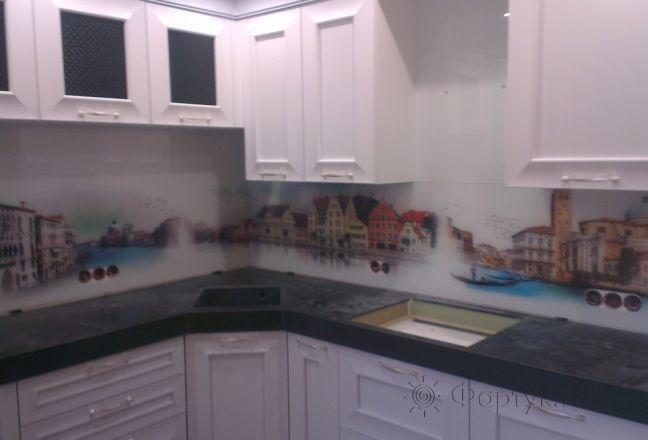 Фартук для кухни фото: венеция в красках, заказ #УТ-1519, Белая кухня. Изображение 186970